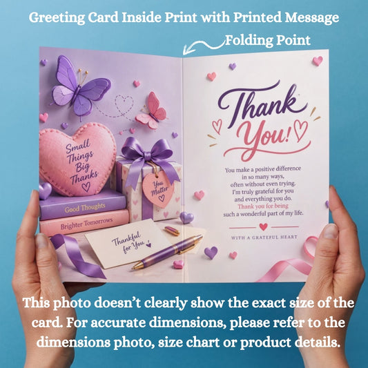 Thank You Greeting Card, Multiple Sizes, Printed on Photo Paper