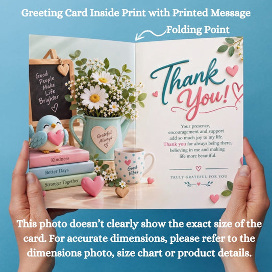 Thank You Greeting Card, Multiple Sizes, Printed on Photo Paper