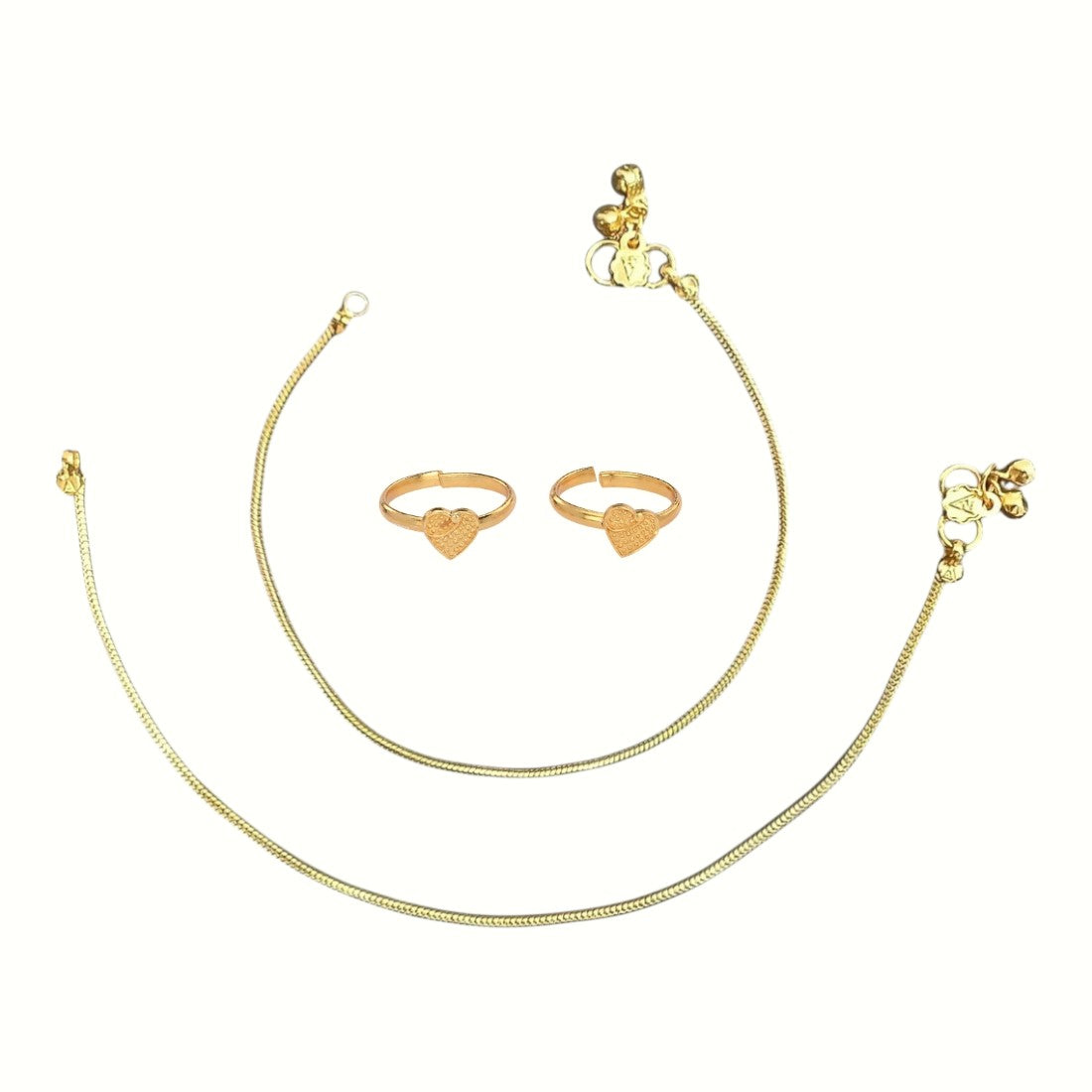 Silver and Gold Plated Ghungroo Payal Anklet with Adjustable Bichhiya Toe Ring Combo Set for Women