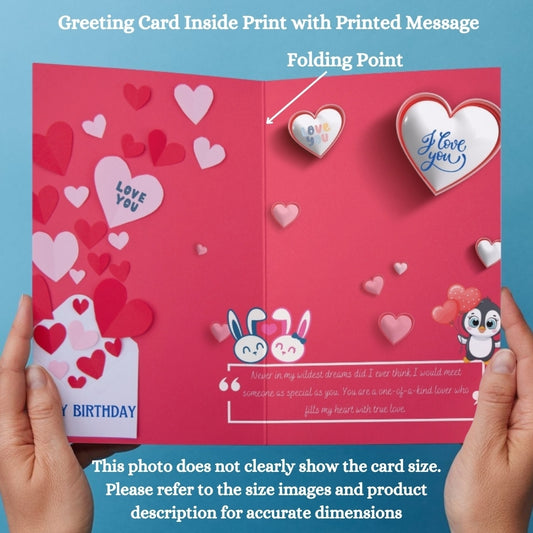 Birthday Greeting Card with Photo for Wife Girlfriend | Preprinted Inside Message