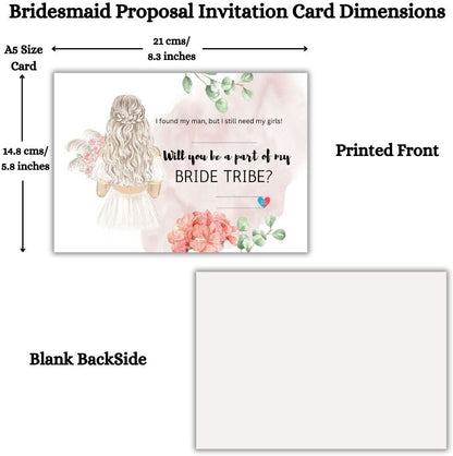 Bridesmaid Proposal Invitation Cards 5.8x8.3inch | Wedding Invite