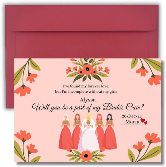 Bridesmaid Proposal Invitation Cards 5.8x8.3inch | Wedding Invite