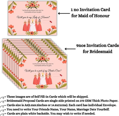 Bridesmaid Proposal Invitation Cards 5.8x8.3inch | Wedding Invite