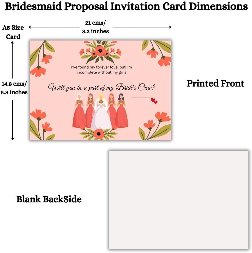 Bridesmaid Proposal Invitation Cards 5.8x8.3inch | Wedding Invite