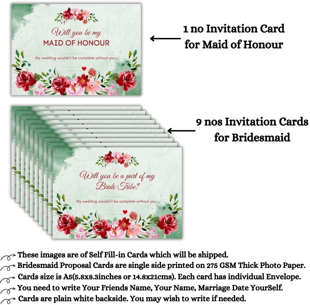 Bridesmaid Proposal Invitation Cards 5.8x8.3inch | Wedding Invite