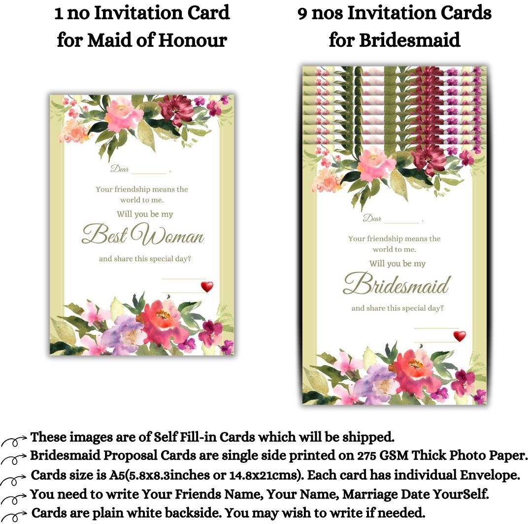 Bridesmaid Proposal Invitation Cards 5.8x8.3inch | Wedding Invite