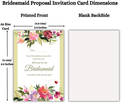 Bridesmaid Proposal Invitation Cards 5.8x8.3inch | Wedding Invite