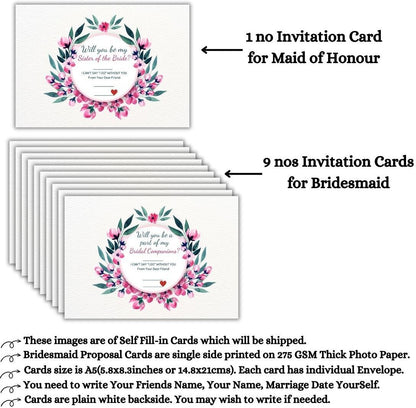 Bridesmaid Proposal Invitation Cards 5.8x8.3inch | Wedding Invite