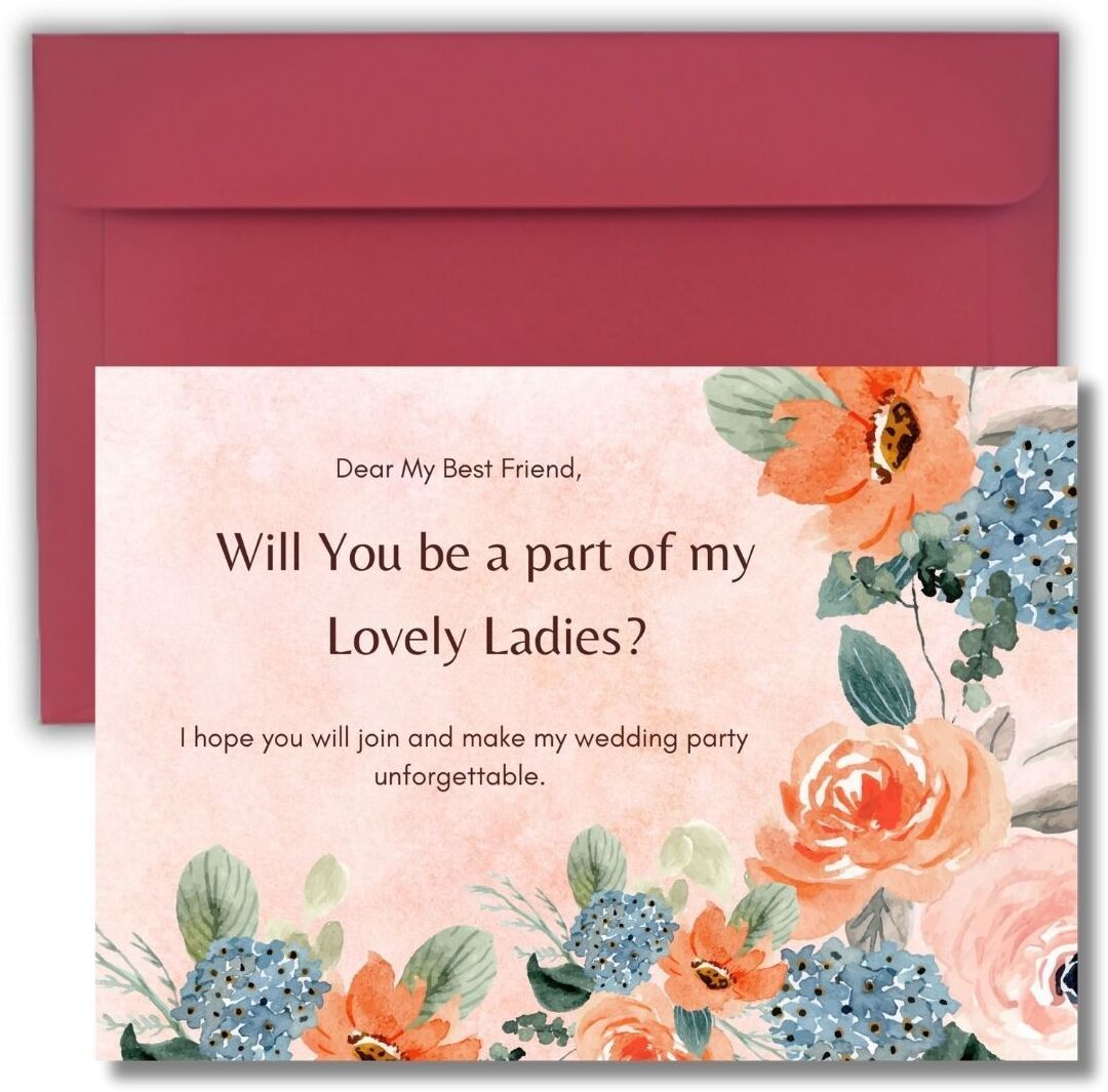 Bridesmaid Proposal Invitation Cards 5.8x8.3inch | Wedding Invite