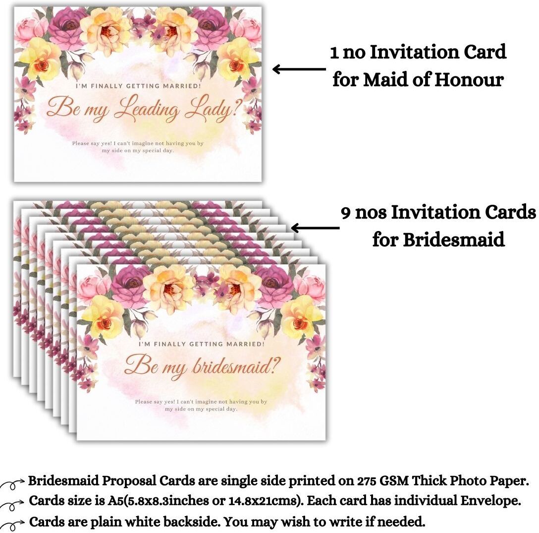 Bridesmaid Proposal Invitation Cards 5.8x8.3inch | Wedding Invite
