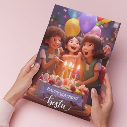 Best Friend Birthday Greeting Card with Envelope - Gift for Bestie Best Friend BFF