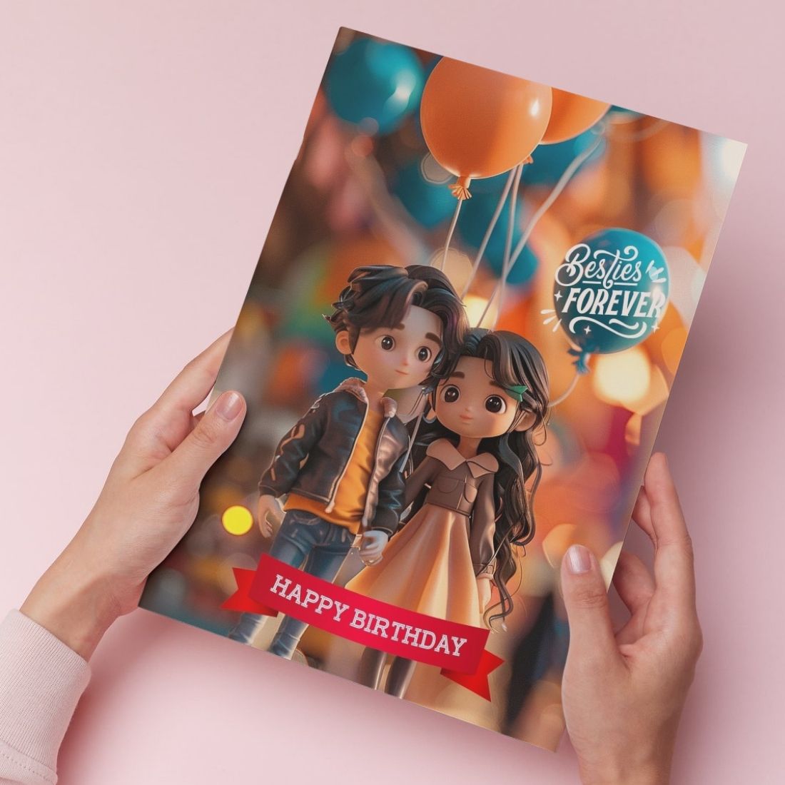 Best Friend Birthday Greeting Card with Envelope - Gift for Bestie Best Friend BFF