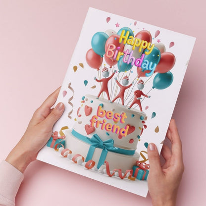 Best Friend Birthday Greeting Card with Envelope - Gift for Bestie Best Friend BFF