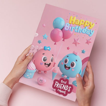 Best Friend Birthday Greeting Card with Envelope - Gift for Bestie Best Friend BFF