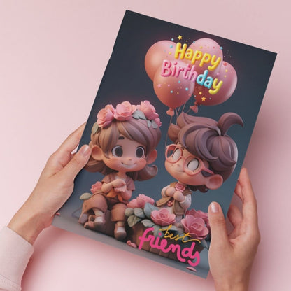 Best Friend Birthday Greeting Card with Envelope - Gift for Bestie Best Friend BFF