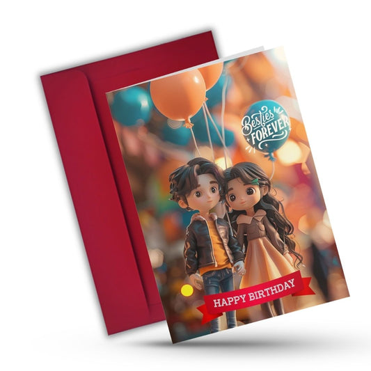 Best Friend Birthday Greeting Card with Envelope - Gift for Bestie Best Friend BFF