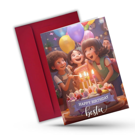 Best Friend Birthday Greeting Card with Envelope - Gift for Bestie Best Friend BFF