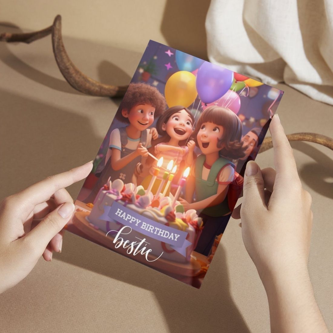 Best Friend Birthday Greeting Card with Envelope - Gift for Bestie Best Friend BFF
