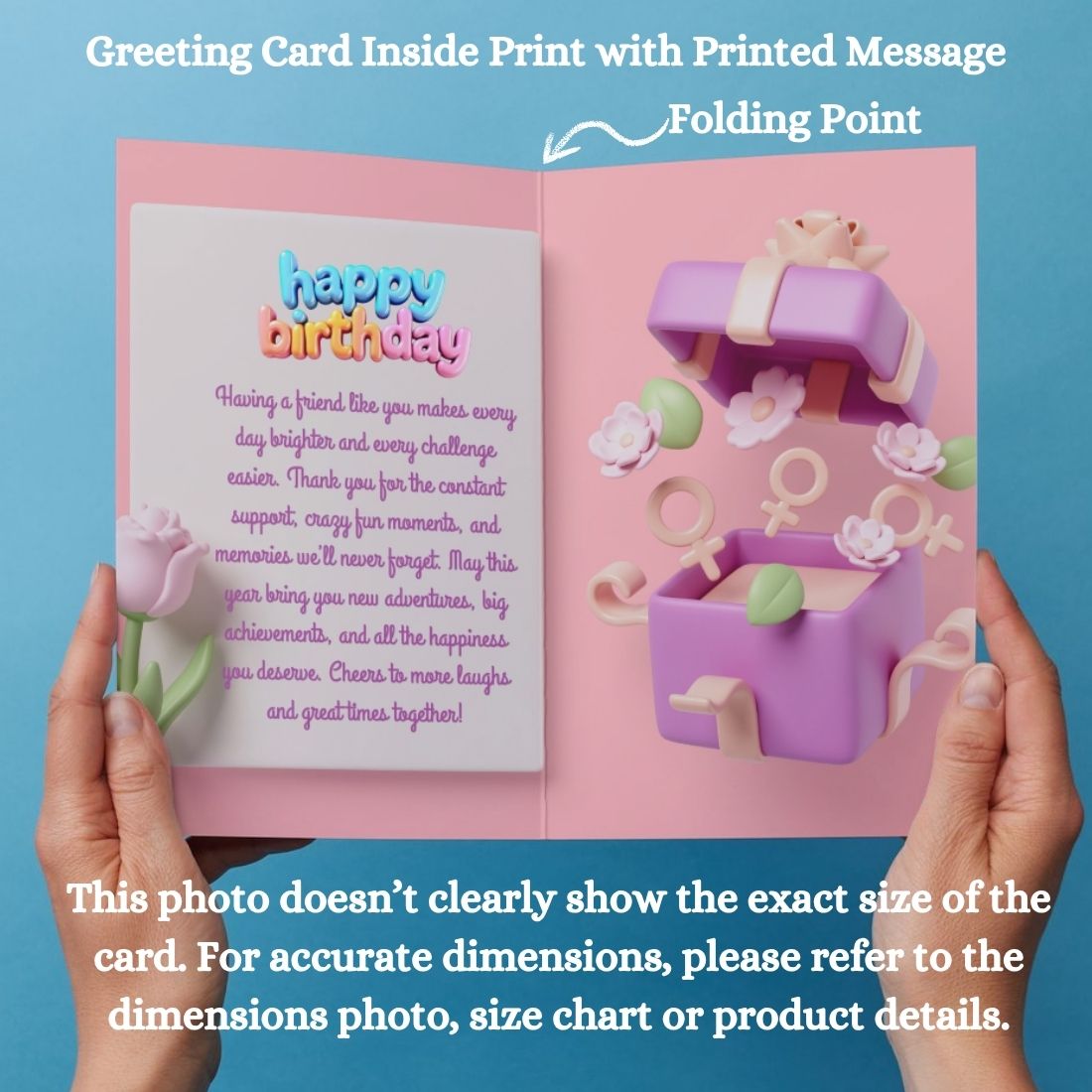 Best Friend Birthday Greeting Card with Envelope - Gift for Bestie Best Friend BFF