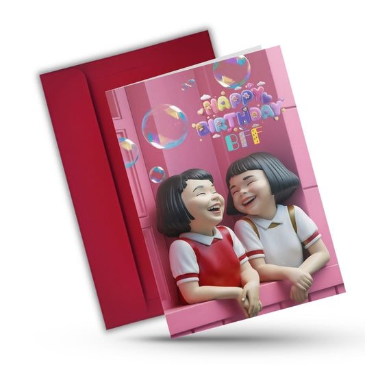 Best Friend Birthday Greeting Card with Envelope - Gift for Bestie Best Friend BFF