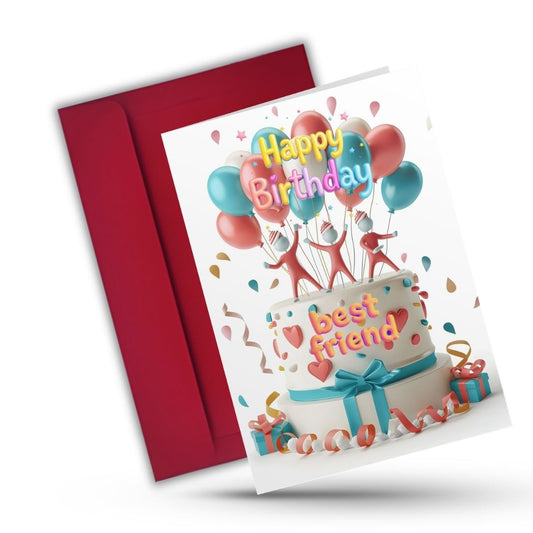 Best Friend Birthday Greeting Card with Envelope - Gift for Bestie Best Friend BFF