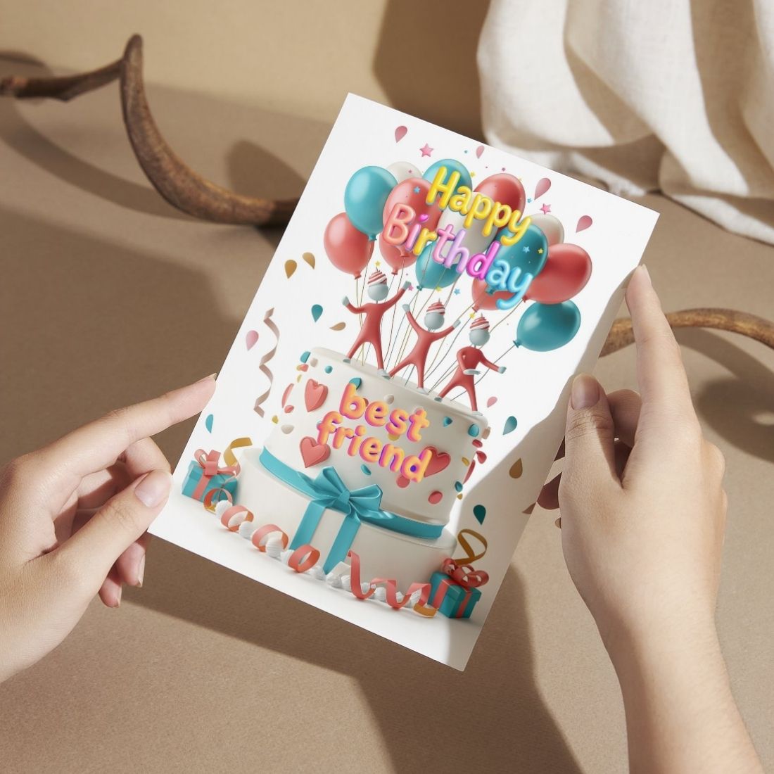 Best Friend Birthday Greeting Card with Envelope - Gift for Bestie Best Friend BFF