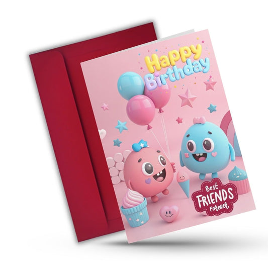Best Friend Birthday Greeting Card with Envelope - Gift for Bestie Best Friend BFF