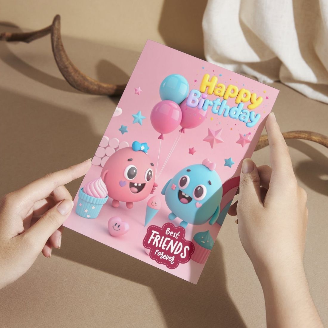 Best Friend Birthday Greeting Card with Envelope - Gift for Bestie Best Friend BFF