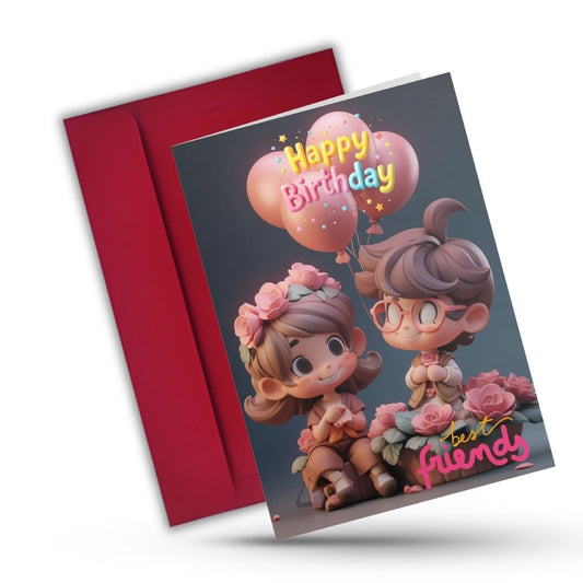 Best Friend Birthday Greeting Card with Envelope - Gift for Bestie Best Friend BFF