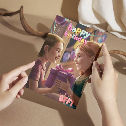Best Friend Birthday Greeting Card with Envelope - Gift for Bestie Best Friend BFF