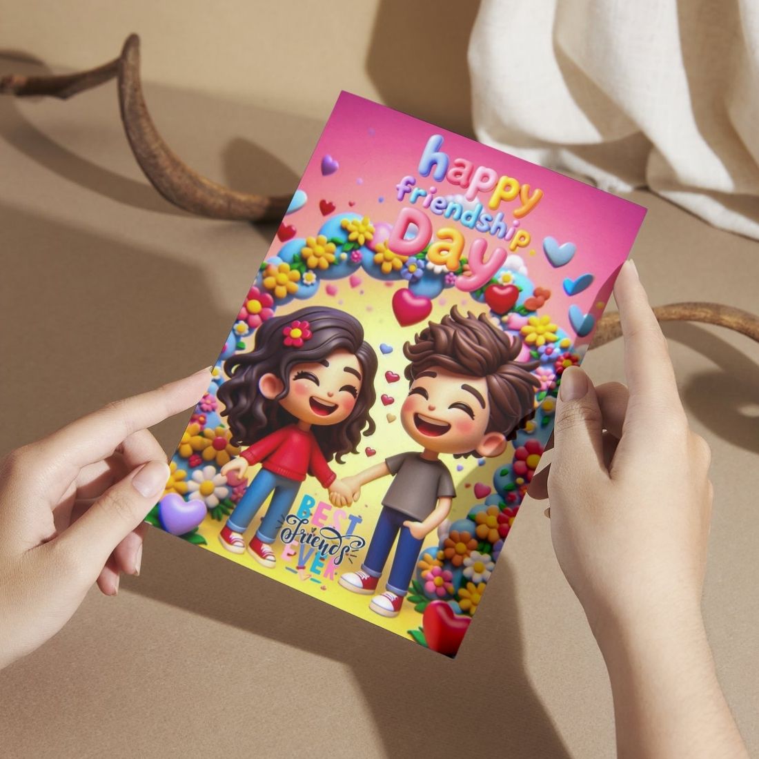 Friendship Day Greeting Card with Envelope - Gift for Bestie Best Friend BFF