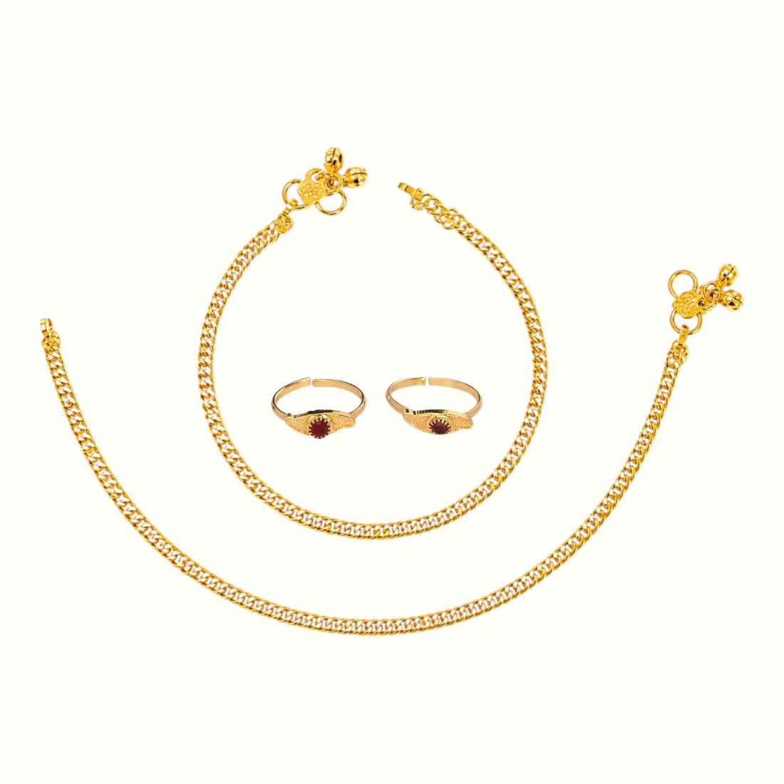 Silver and Gold Plated Ghungroo Payal Anklet with Adjustable Bichhiya Toe Ring Combo Set for Women