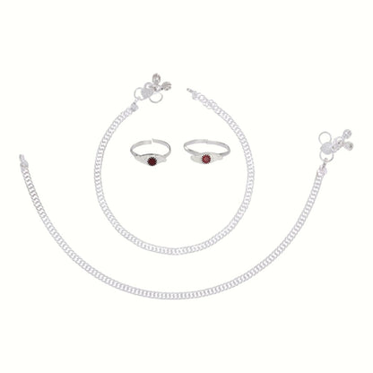 Silver and Gold Plated Ghungroo Payal Anklet with Adjustable Bichhiya Toe Ring Combo Set for Women