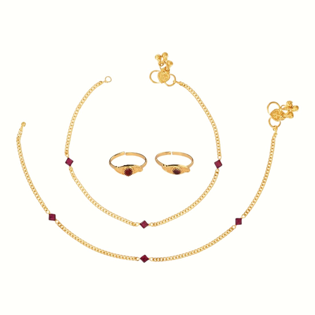 Silver and Gold Plated Ghungroo Payal Anklet with Adjustable Bichhiya Toe Ring Combo Set for Women