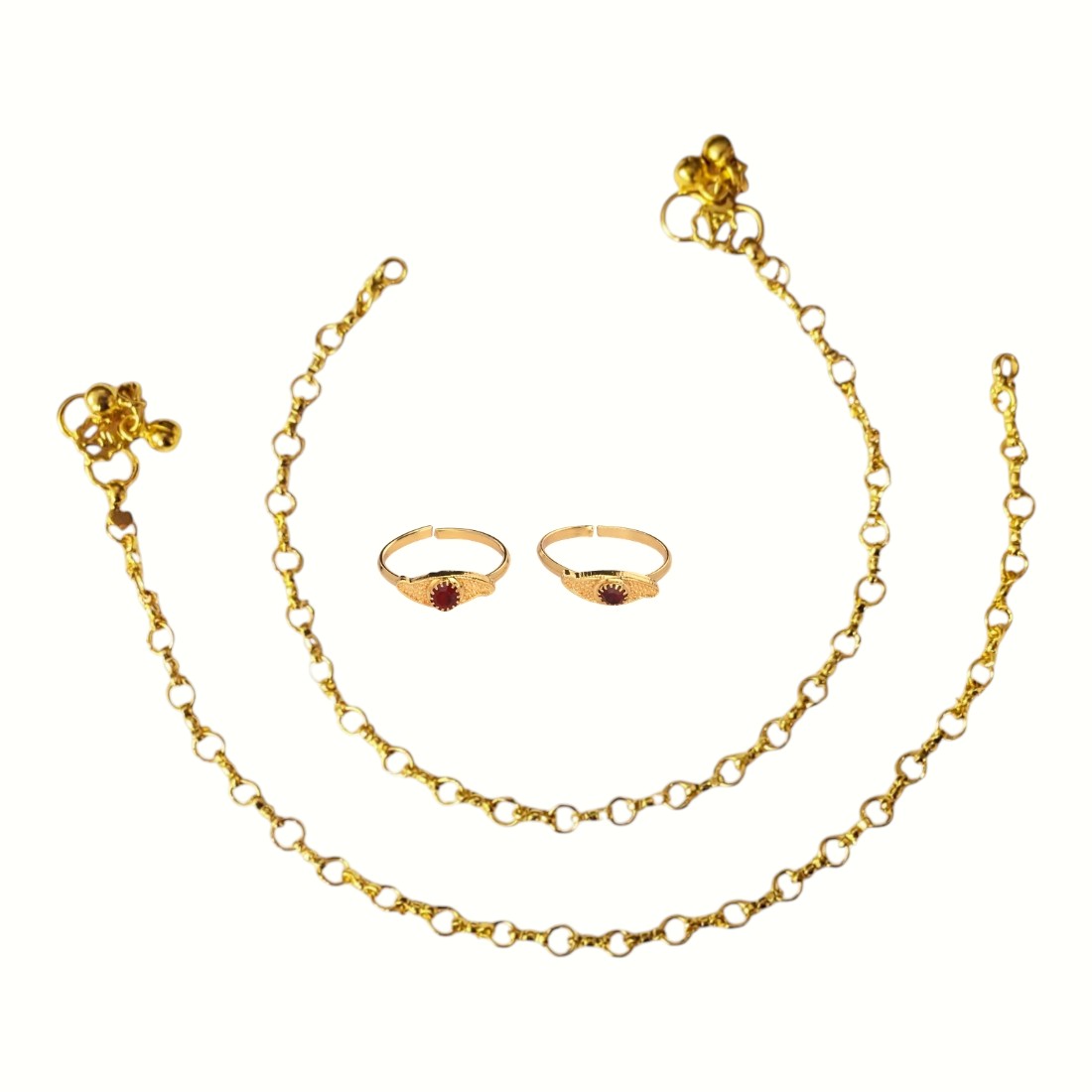 Silver and Gold Plated Ghungroo Payal Anklet with Adjustable Bichhiya Toe Ring Combo Set for Women