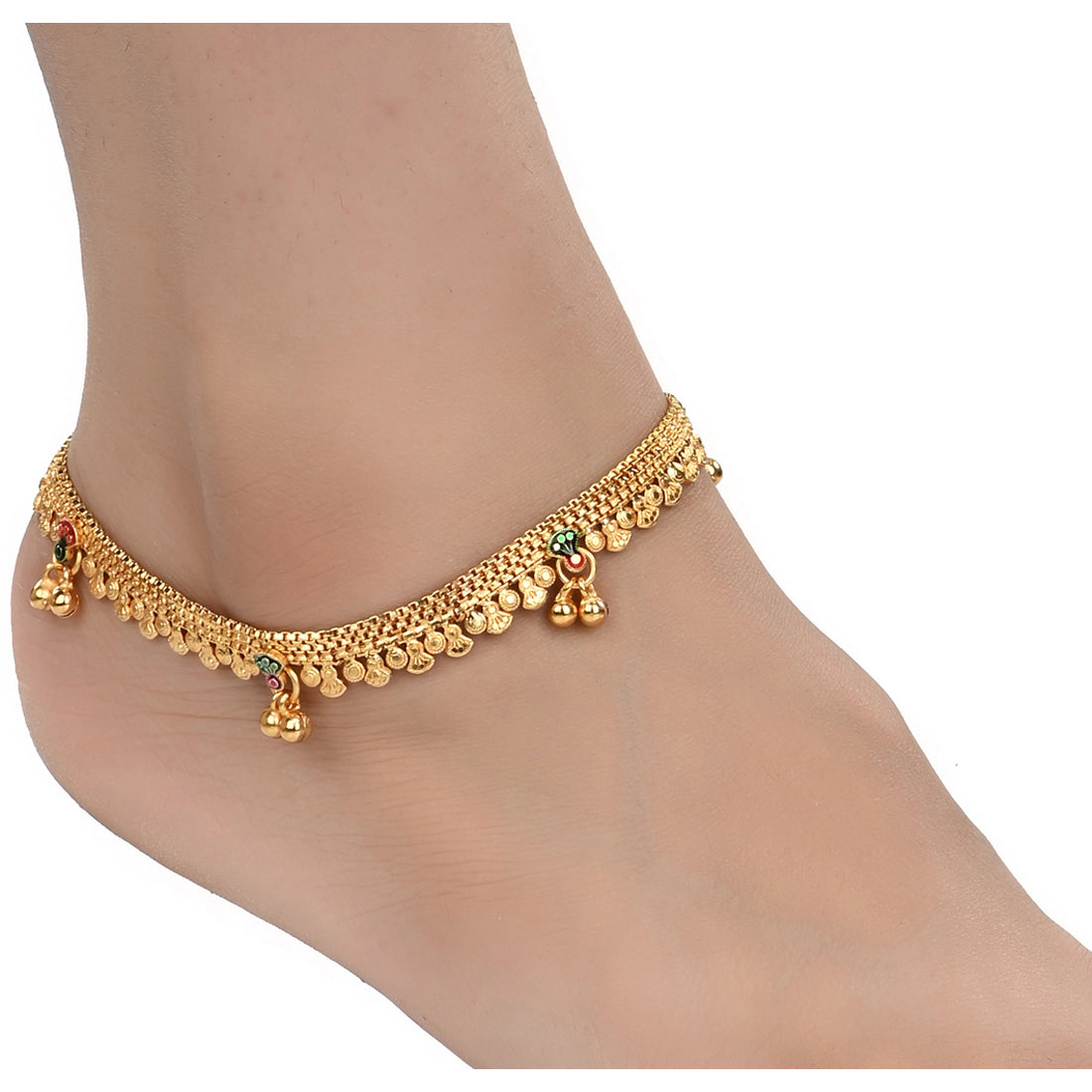 Silver and Gold Plated Ghungroo Payal Anklet with Adjustable Bichhiya Toe Ring Combo Set for Women