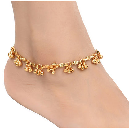 Silver and Gold Plated Ghungroo Payal Anklet with Adjustable Bichhiya Toe Ring Combo Set for Women