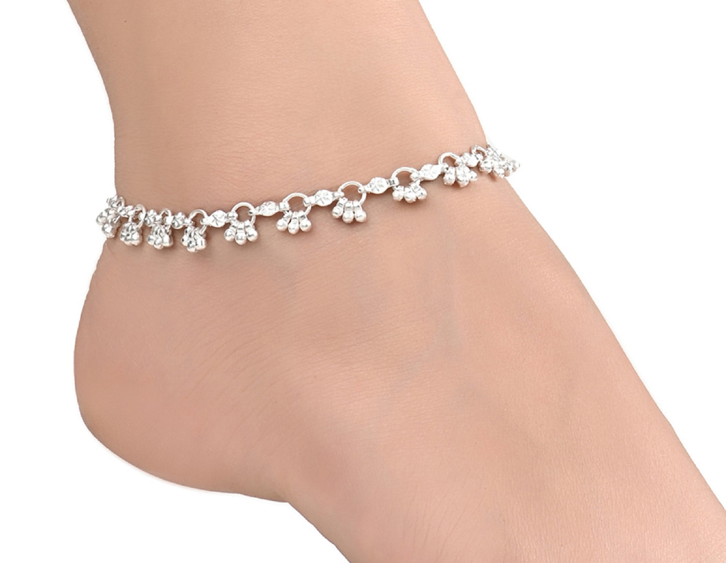 Silver and Gold Plated Ghungroo Payal Anklet with Adjustable Bichhiya Toe Ring Combo Set for Women