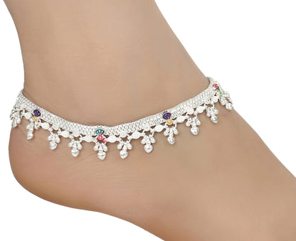Silver and Gold Plated Ghungroo Payal Anklet with Adjustable Bichhiya Toe Ring Combo Set for Women