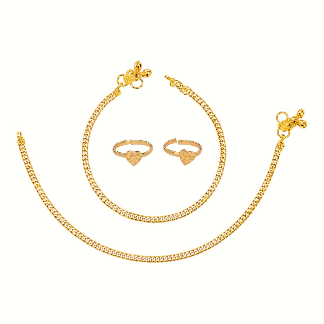Silver and Gold Plated Ghungroo Payal Anklet with Adjustable Bichhiya Toe Ring Combo Set for Women