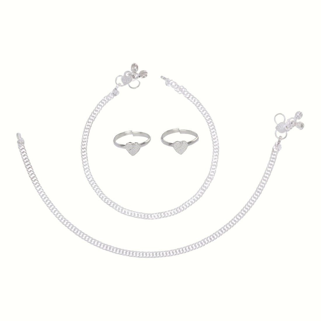Silver and Gold Plated Ghungroo Payal Anklet with Adjustable Bichhiya Toe Ring Combo Set for Women