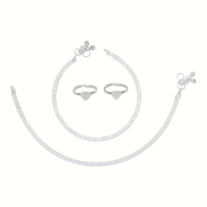 Silver and Gold Plated Ghungroo Payal Anklet with Adjustable Bichhiya Toe Ring Combo Set for Women
