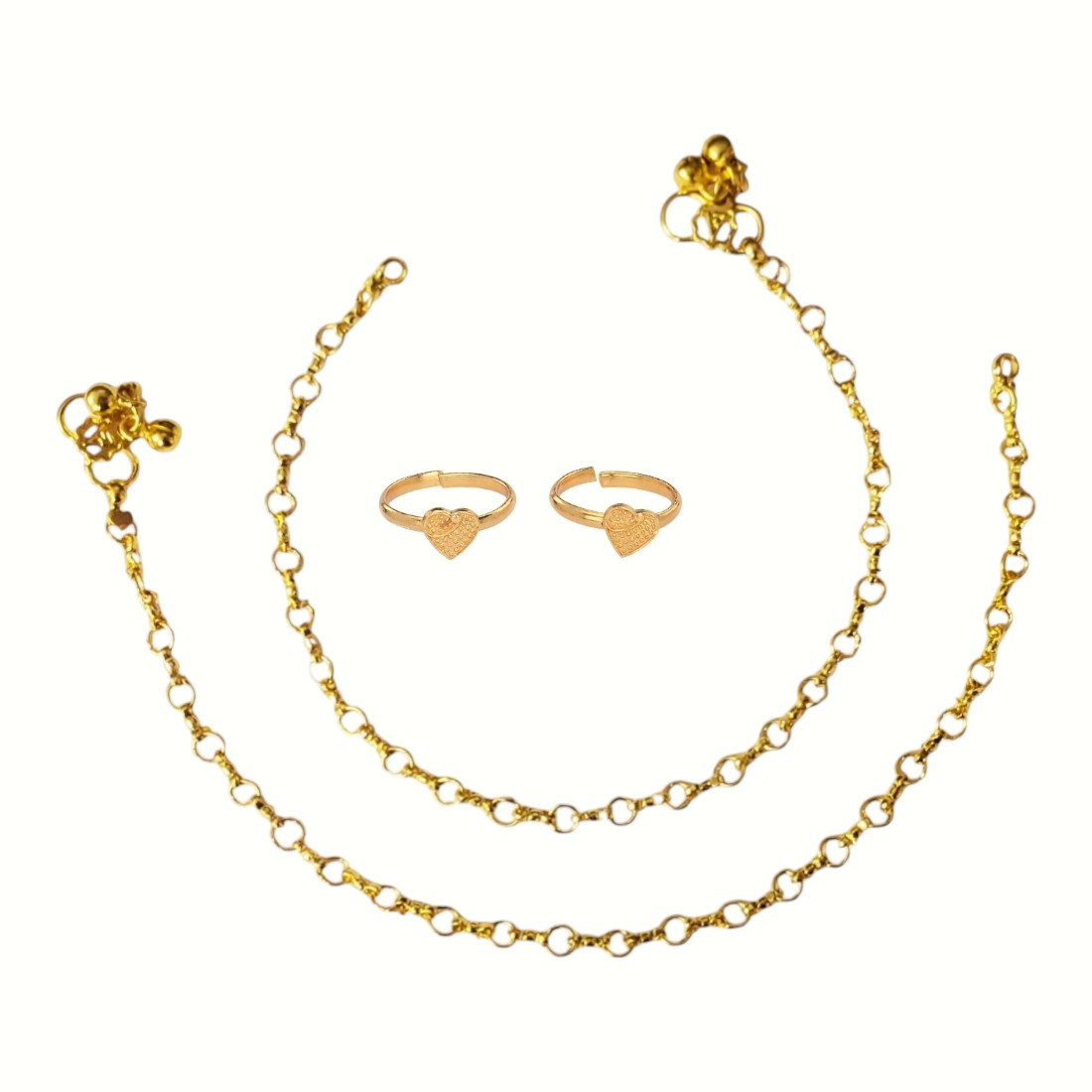 Silver and Gold Plated Ghungroo Payal Anklet with Adjustable Bichhiya Toe Ring Combo Set for Women