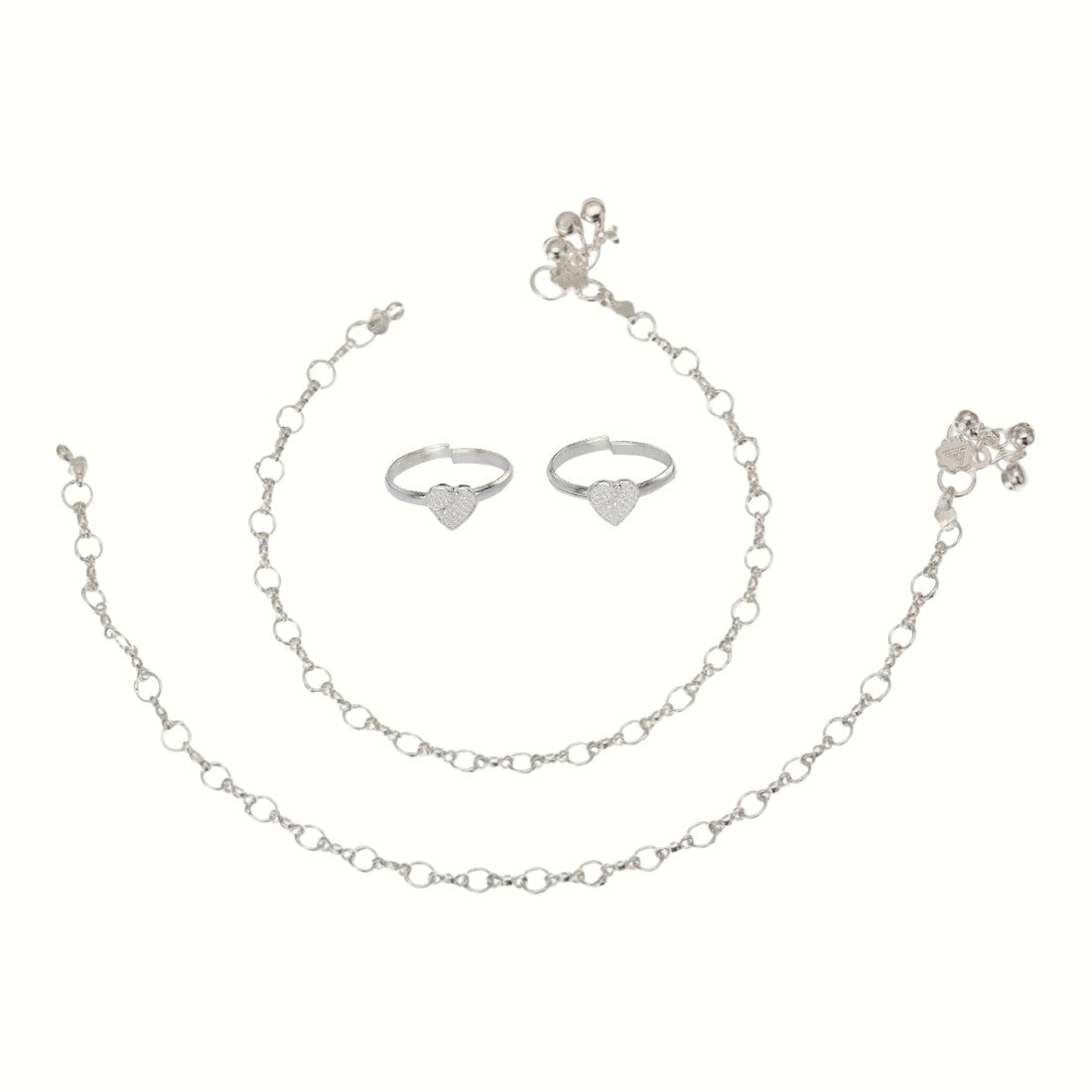 Silver and Gold Plated Ghungroo Payal Anklet with Adjustable Bichhiya Toe Ring Combo Set for Women
