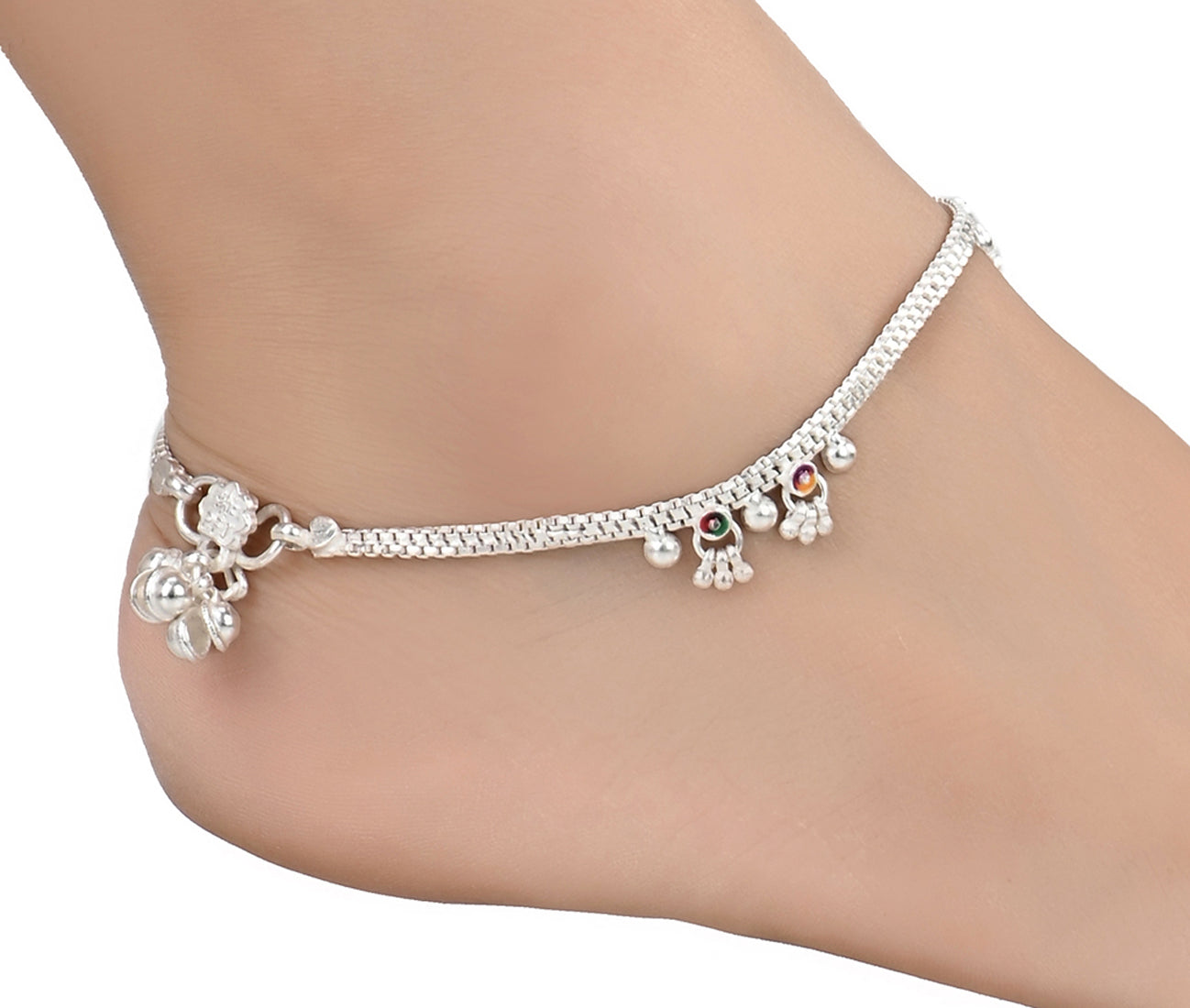 Silver and Gold Plated Ghungroo Payal Anklet with Adjustable Bichhiya Toe Ring Combo Set for Women
