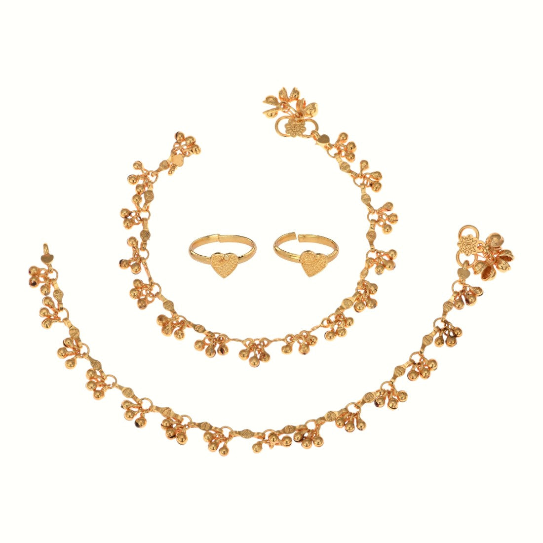 Silver and Gold Plated Ghungroo Payal Anklet with Adjustable Bichhiya Toe Ring Combo Set for Women