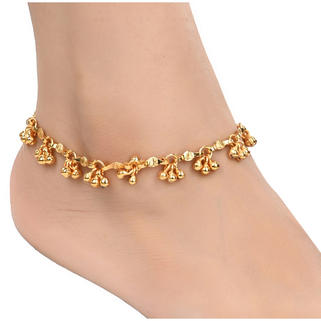 Silver and Gold Plated Ghungroo Payal Anklet with Adjustable Bichhiya Toe Ring Combo Set for Women