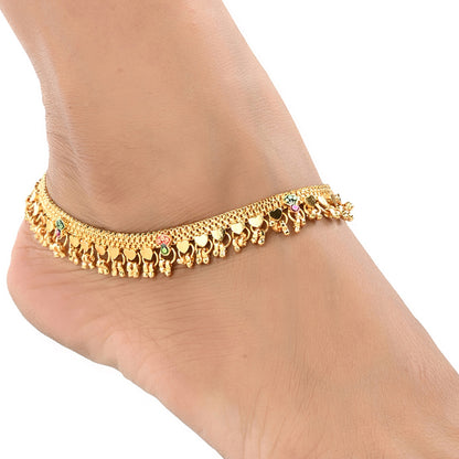 Silver and Gold Plated Ghungroo Payal Anklet with Adjustable Bichhiya Toe Ring Combo Set for Women