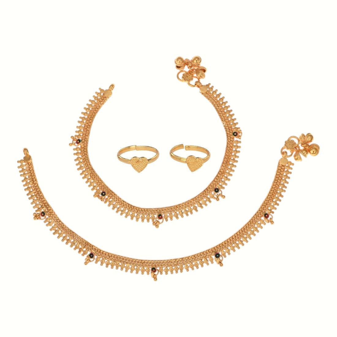 Silver and Gold Plated Ghungroo Payal Anklet with Adjustable Bichhiya Toe Ring Combo Set for Women