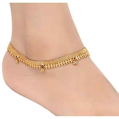 Silver and Gold Plated Ghungroo Payal Anklet with Adjustable Bichhiya Toe Ring Combo Set for Women